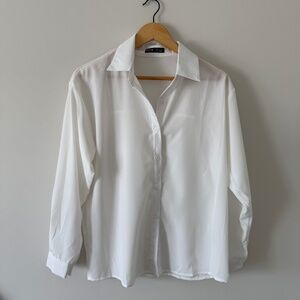 Plain White Button Up Blouse (size medium)